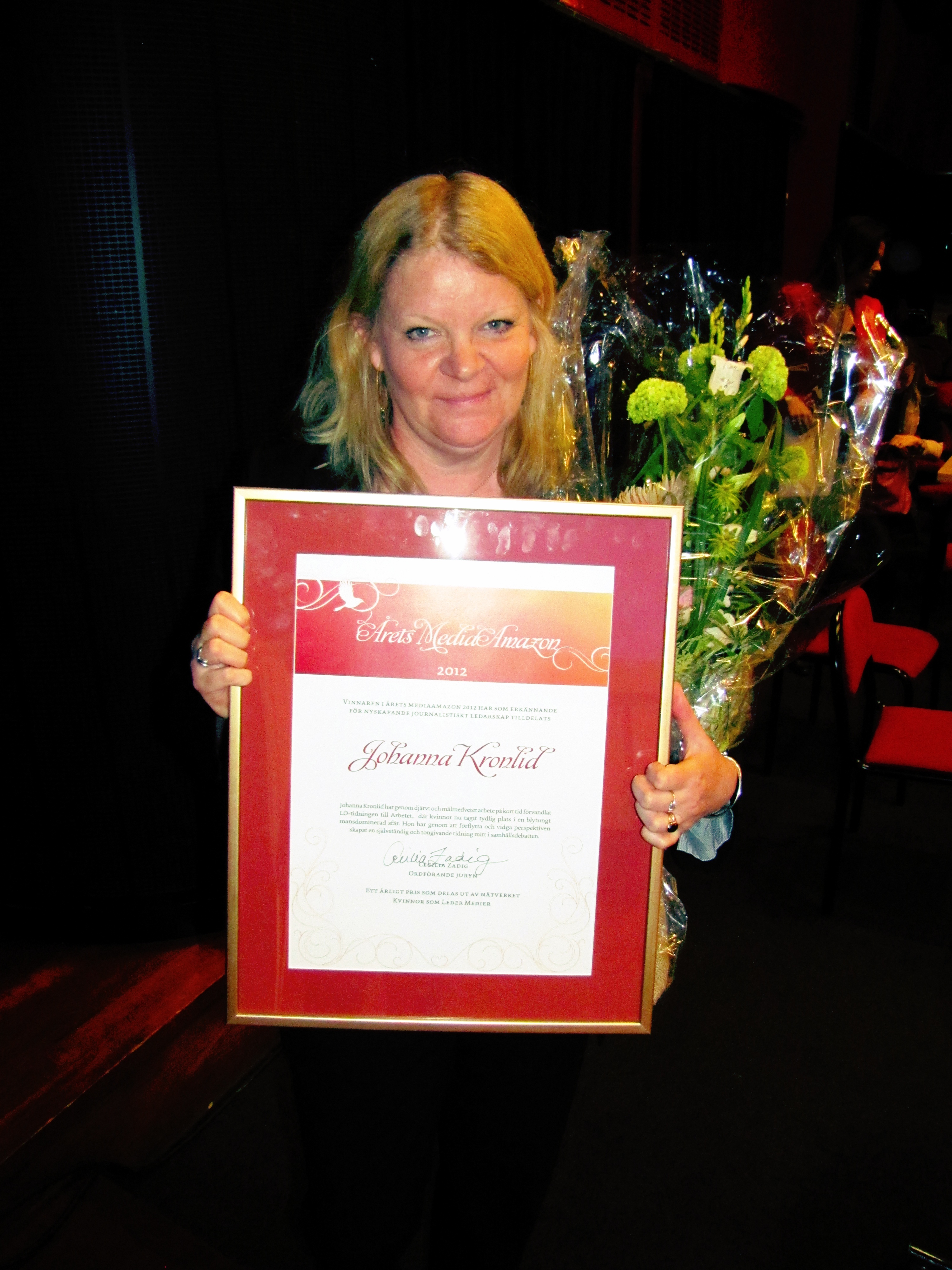 Årets MediaAmazon 2012 Johanna Kronlid