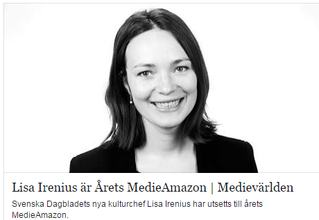 Lisa Irenius årets medieamazon2014